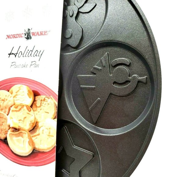 Nordic Ware Holiday Snowman Angel Pancake Pan Cast Aluminum Non-stick - Picture 2 of 13